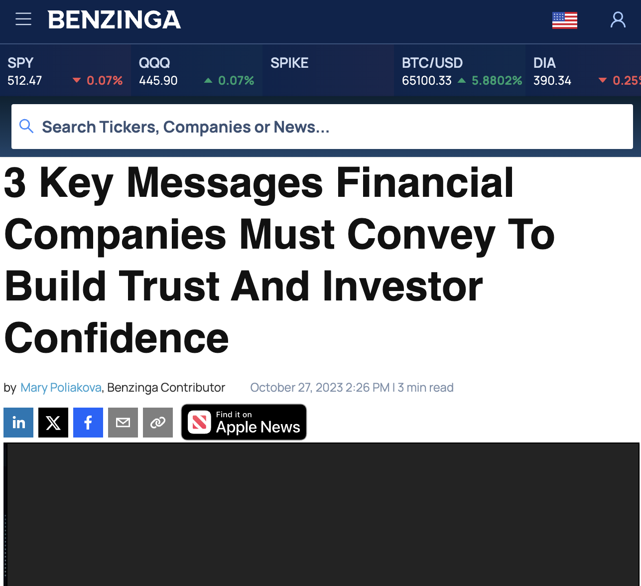 Benzinga Mary Poliakova
